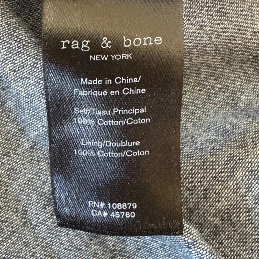 SOLD⚫️Rag & Bone Relaxed Fit Denim Shirt Dress Pockets Women’s Large - Picture 9 of 13